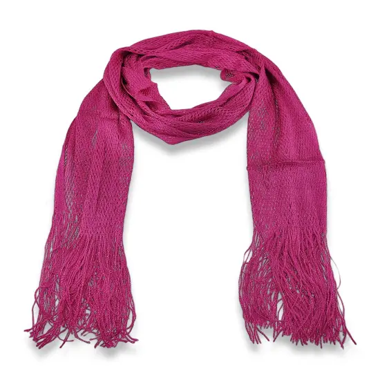 Open Weave Metallic Rayon Shawl 64 X 22 In. {2}