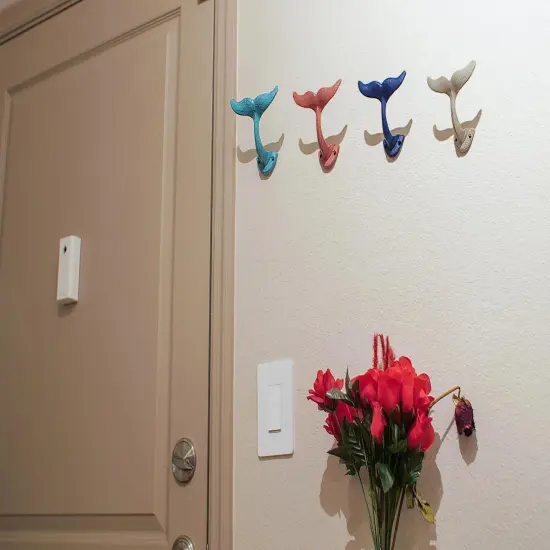 Set of 4 Cast Iron Whale Tail Wall Hooks {3}