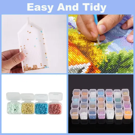 28 Girds 3 Pack Diamond Painting Storage Containers, Bead Storage Containers, Diamond Art Organizer Box, Diamond Painting Accessories, Embroidery Storage with Label Stickers {6}