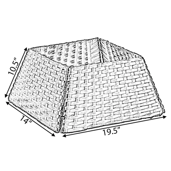 Foldable Christmas Tree Skirt Collar Basket, Ring Base Stand Cover, Rattan Plastic Gray {6}