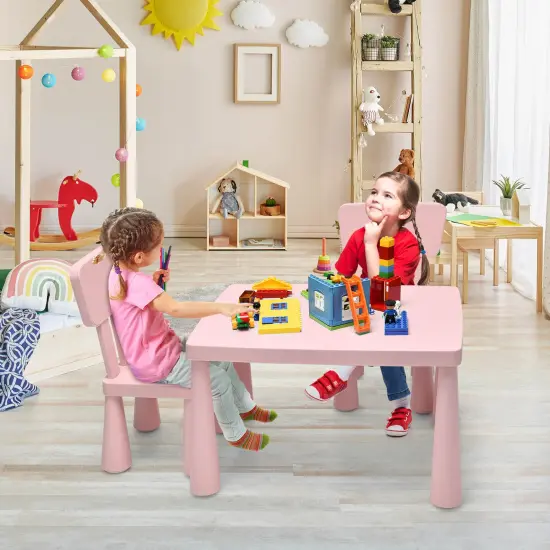 3 Pieces Toddler Multi Activity Play Dining Study Kids Table and Chair Set Pink {2}