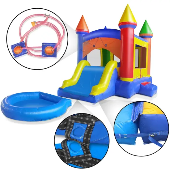 Cloud 9 Castle Inflatable Combo Bounce House with Splash Pool and Water Slide for Kids - Commercial-Grade Combo Bouncer Includes Blower {4}