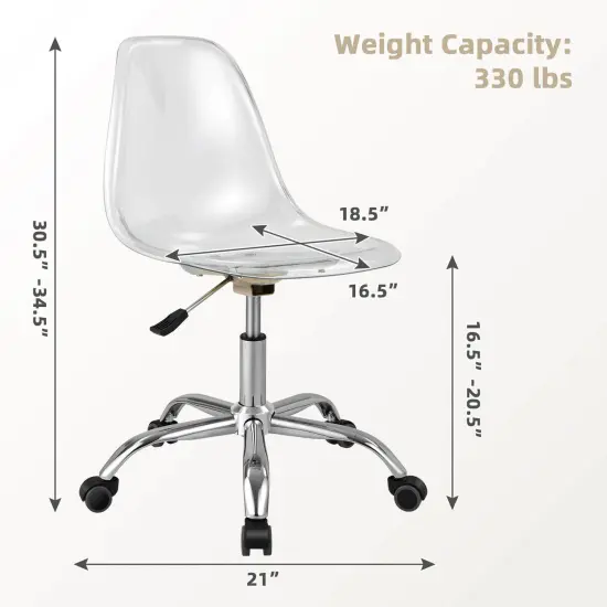 Swivel Acrylic Armless Adjustable Height Office Chair {2}