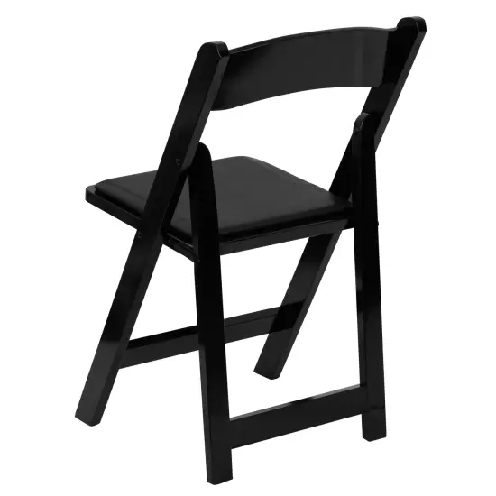 Emma and Oliver 2 Pack Wedding Party Event Wood Folding Chair with Vinyl Padded Seat Black {4}