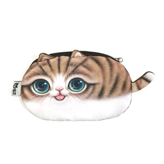 Wrapables Cat Face Cosmetic Pouch Pencil Case (Set of 2) Sad Grumpy {7}
