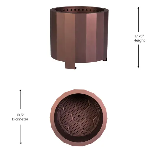 Merrick Lane Aries Portable Steel Smokeless Wood Burning Outdoor Firepit with Waterproof Cover Bronze {4}