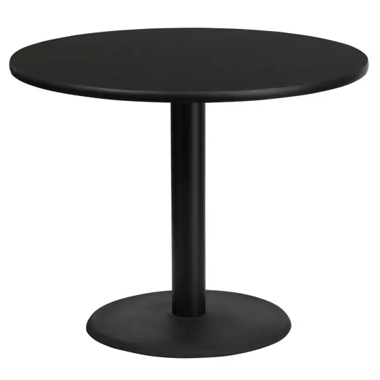 Emma and Oliver 36" Round Laminate Table Top with 24" Round Table Height Base Black {1}