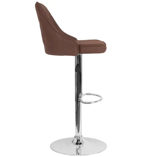 Emma and Oliver Contemporary Adjustable Height Barstool Black Fabric {9}