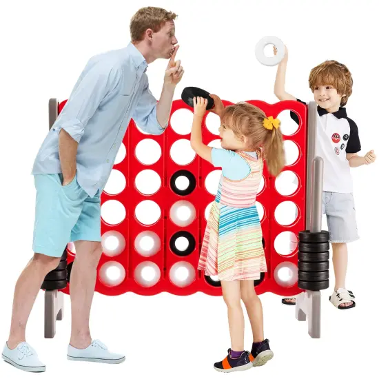 3.5 Feet Tall Jumbo 4 to Score Giant Game Set with 42 Jumbo Rings Red {5}