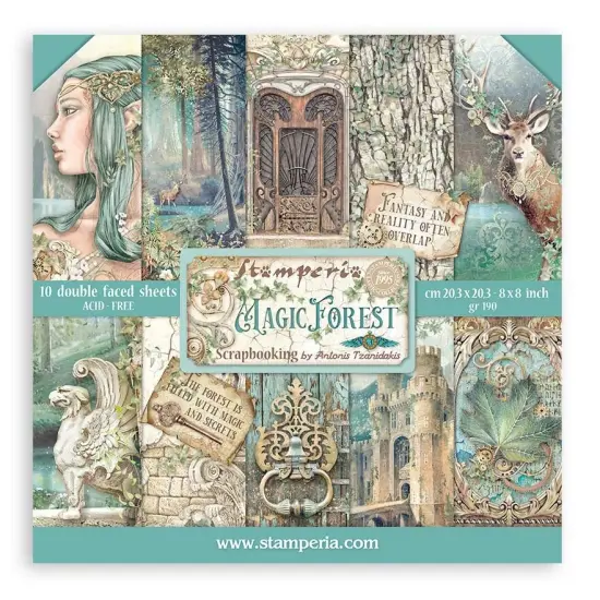 Stamperia Double-Sided Paper Pad 8"X8" 10/Pkg-Magic Forest, 10 Designs/1 Each {1}