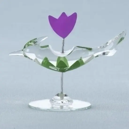 Roman Club Pack of 48 Glass Birds With Flower Figurines Clear {1}
