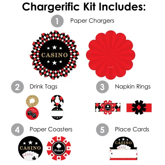 Big Dot of Happiness Las Vegas - Casino Party Paper Charger & Table Decorations Chargerific Kit for 8 {4}