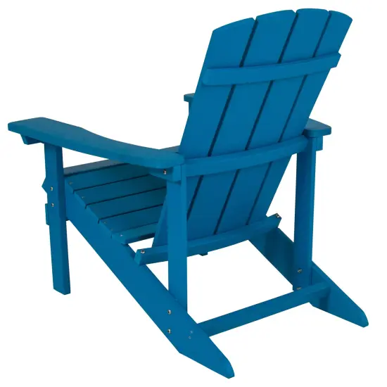 Merrick Lane Riviera Azure Adirondack Patio Chairs With Vertical Lattice Back And Weather Resistant Frame Blue {4}