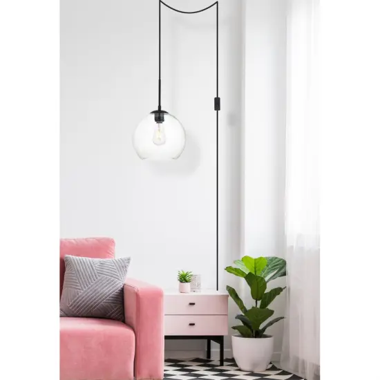 Baxter 1 Light Black plug-in Pendant With Clear Glass {6}