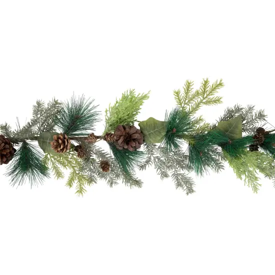 Northlight 5' x 6" Pine Cone and Cedar Artificial Christmas Garland, Unlit Green {5}