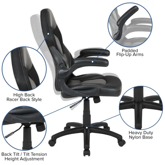 Emma and Oliver Z100 Gaming Chair Racing Office Ergonomic Computer PC Adjustable Swivel Chair Black {2}