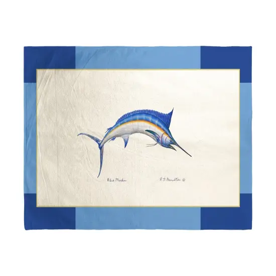 Betsy Drake Blue Marlin Border Beach Towel Multicolor {1}