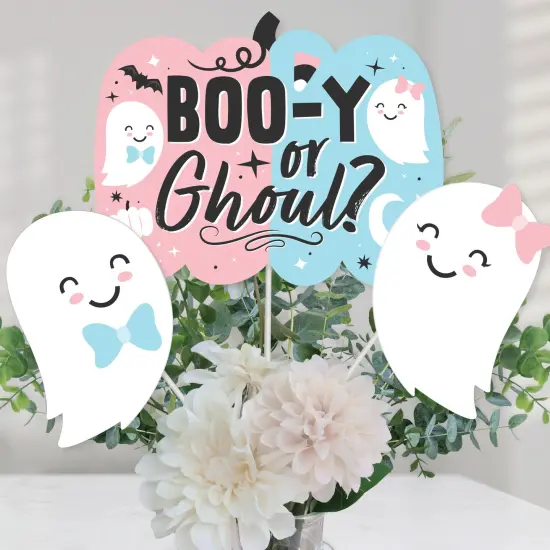 Big Dot of Happiness Boo-y or Ghoul - Halloween Gender Reveal Party Centerpiece Sticks - Table Toppers - Set of 15 {1}