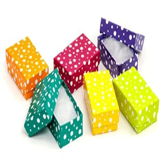 Multi Color Polka Dot Jewelry Gift Packaging Cotton Filled Box 2" x 1" (Package of 100) {1}