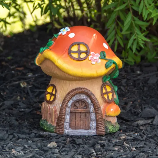 Northlight 6.25" Orange Mushroom House Outdoor Garden Statue {3}