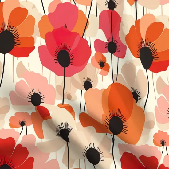 Various Fabrics by the Yard or Fat Quarter Flowers Modern Poppies Pinks Botanical Minimalist Finnish Floral Print Poppy Field Scandi Large Scale Retro Vintage Custom Printed Fabric by Spoonflower {5}