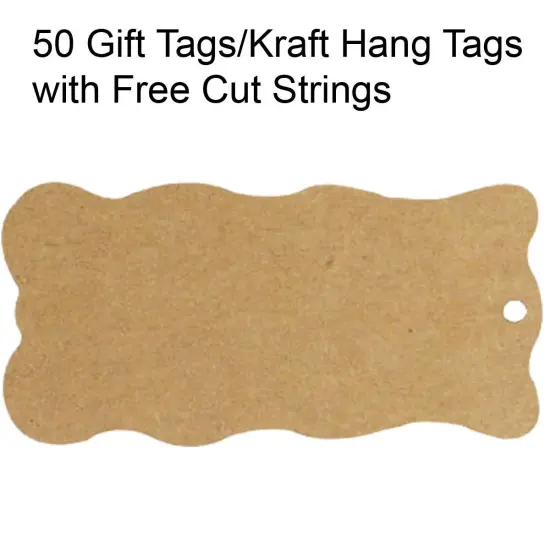 Wrapables 50 Gift Tags/Kraft Hang Tags with Free Cut Strings for Gifts, Crafts & Price Tags Wavy Tag {2}