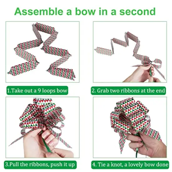 PintreeLand 12PCS Christmas Gift Bows, 5&rdquo; Xmas Wrap Pull Bows with Ribbon Wrapping Accessory for Present, Florist, Bouquet, Basket Decor, Easy to Assemble {5}