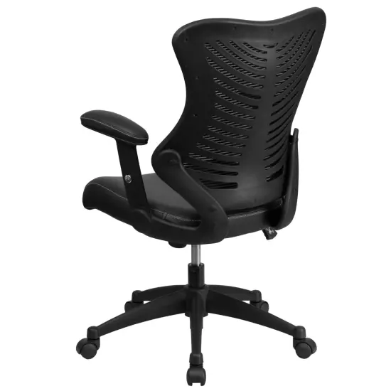 Emma and Oliver High Back Designer Mesh Executive Ergonomic Office Chair w/ Adjustable Arms BlackLeaSoft/Mesh {4}