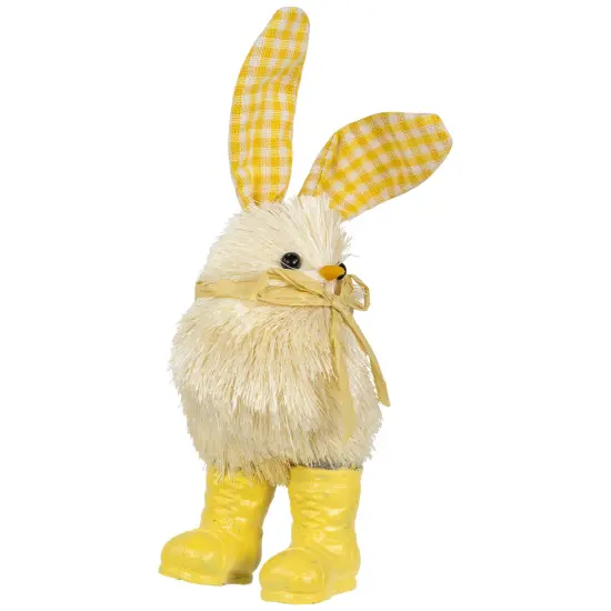 Northlight Chick with Plaid Rabbit Ears and Rainboots Easter Figurine - 7" - Yellow {5}