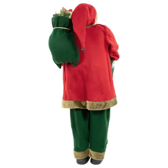 Northlight 60" Santa Claus with Wreath and Gift Bag Standing Christmas Figure Red {5}