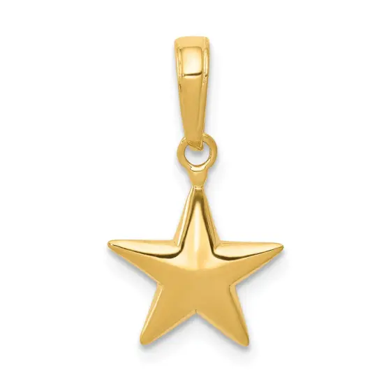 14K Gold Small Polished 3D Star Charm Pendant Jewelry 17 x 11 mm {1}