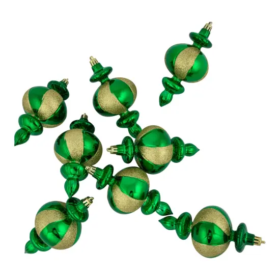 Northlight 8-Count Green Shatterproof Finial Christmas Ornaments, 6" {6}