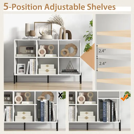 Costway 6 Cube Storage Shelf Organizer Bookcase Square Cubby Cabinet Bedroom Black/White {6}