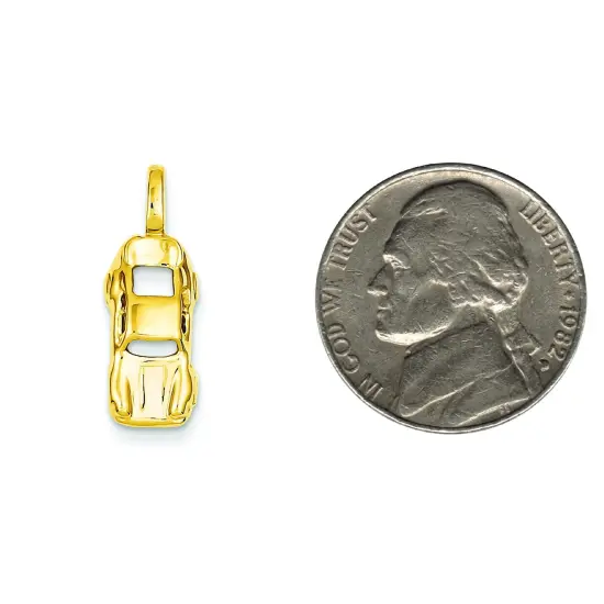 14K Yellow Gold 3D Sports Car Charm Polished Jewelry 20mm x 10mm {2}