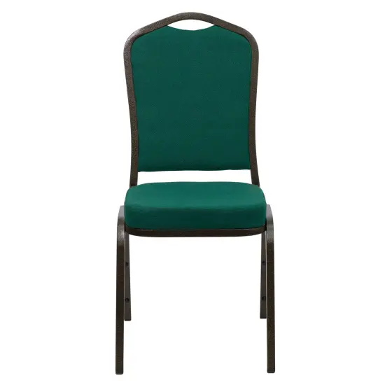 Emma and Oliver Crown Back Stacking Banquet Dining Chair GreenFabric/GoldVein {2}