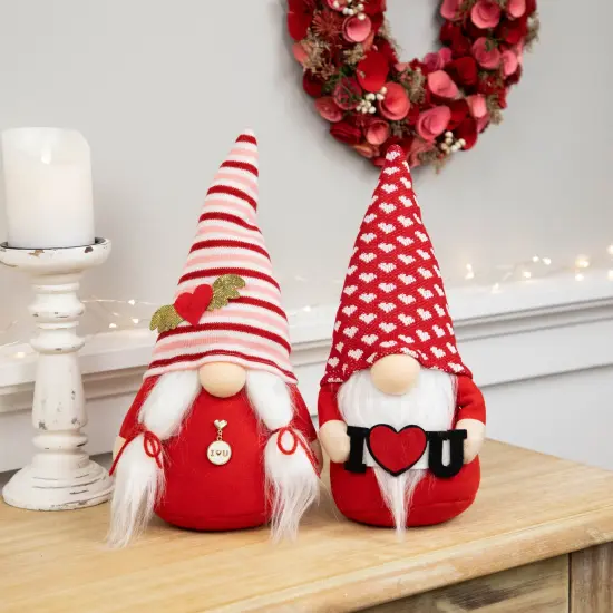 Northlight Plush "I Heart U" Valentine's Day Gnomes-12" - Set of 2 Red {3}