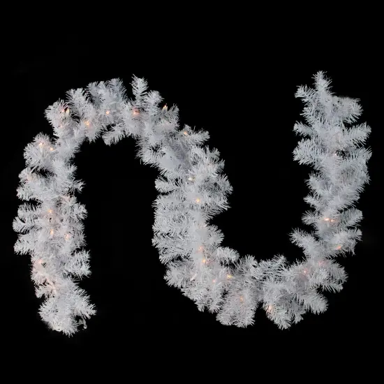 Northlight Pre-Lit Crystal Spruce Artificial Christmas Garland - 9' x 12" - Clear AlwaysLit Lights White {1}