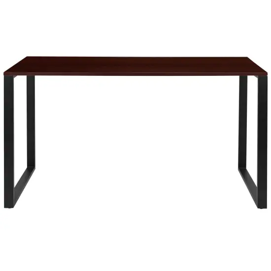 Merrick Lane Corbin 55" Computer Desk with Open Metal Frame Mahogany {3}