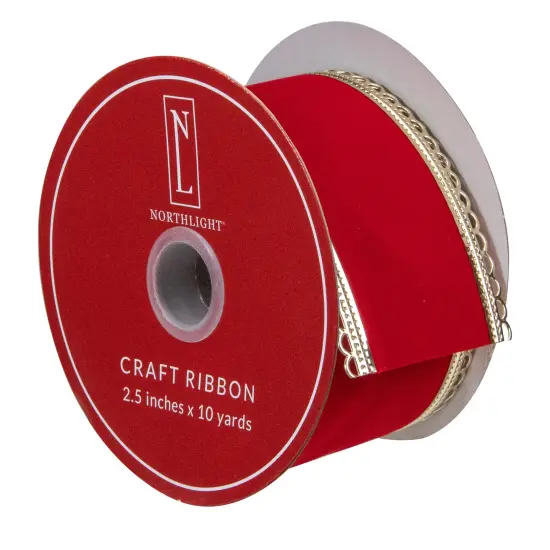 Northlight Red and Gold Velvet Christmas Wired Craft Ribbon 2.5" x 10 Yards {4}