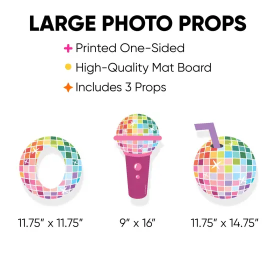 Big Dot of Happiness Disco Ball - Microphone and Drink Decorations - Groovy Hippie Party Large Photo Props - 3 Pc {4}