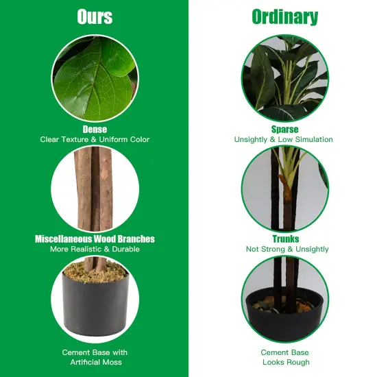 Costway 4ft Artificial Fiddle Leaf Fig Tree Indoor Outdoor Office Decorative Planter {6}