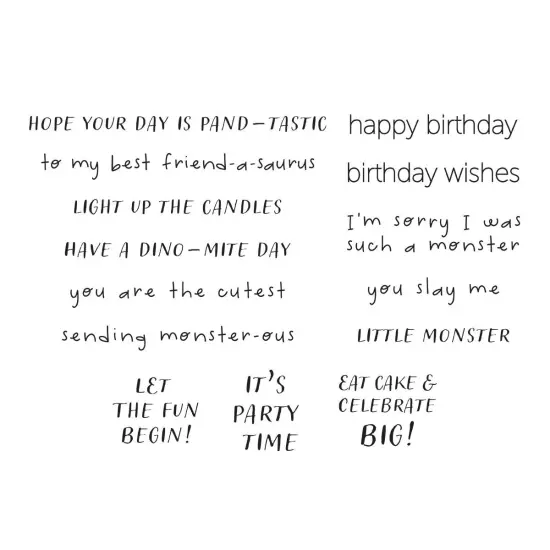 Spellbinders Clear Stamp Set From The Monster Birthday Colle-Monster Birthday Sentiments {3}