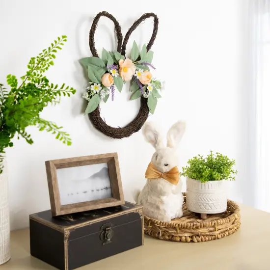Northlight 15" Bunny Ears Floral EasterTwig Wreath Brown {3}