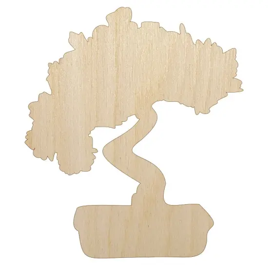 Bonsai Tree Solid Unfinished Wood Shape Piece Cutout for DIY Craft Projects {1}