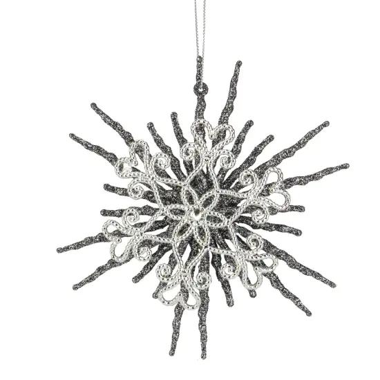 Northlight Glittered Double Snowflake Christmas Ornament - 6" - Silver {3}