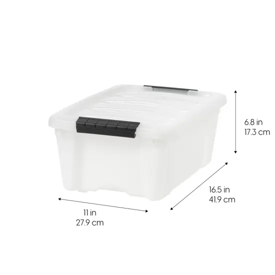 IRIS USA 6 Pack 12qt Plastic Storage Bin with Lid and Secure Latching Buckles, Pearl {6}