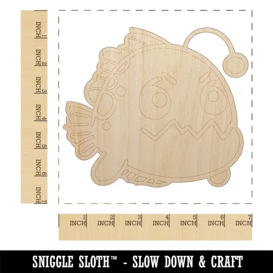 Kawaii Anglerfish Unfinished Wood Shape Piece Cutout for DIY Craft Projects {1}