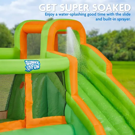Sunny & Fun Small Inflatable Kids Backyard Water Slide Park Green {4}