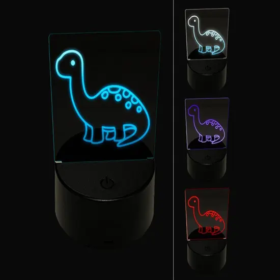 Baby Nursery Brontosaurus Dinosaur 3D Illusion LED Night Light Sign Nightstand Desk Lamp {1}