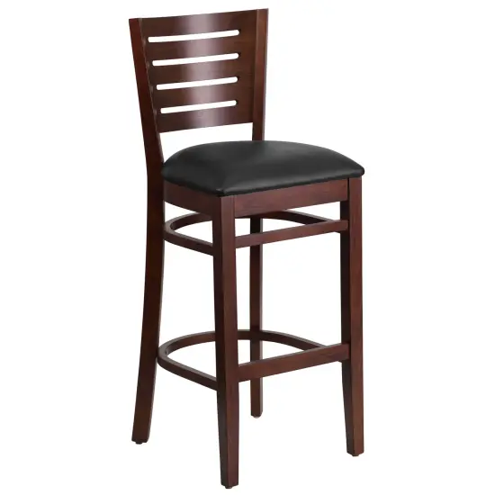 Emma and Oliver Slat Back Wooden Restaurant Dining Barstool WalnutWood {6}